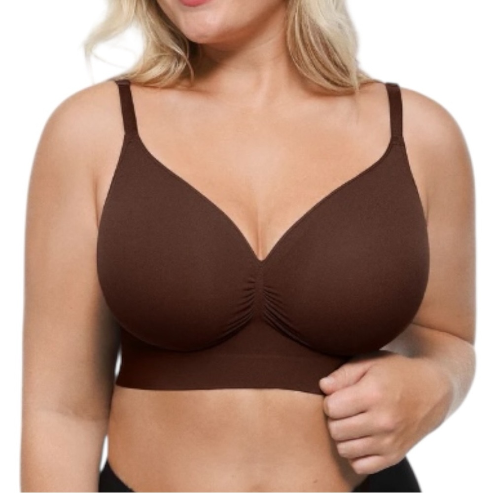 Shapellx Skin Flow Smooth Unlined Wireless Bra Non Padded Size L Brown